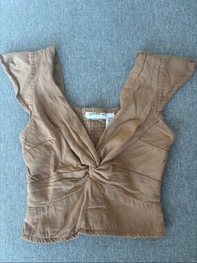 Midnight Sky Brown Twist-Front Crop Top